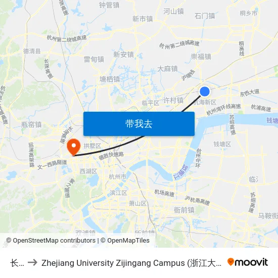 长安 to Zhejiang University Zijingang Campus (浙江大学紫金港校区) map