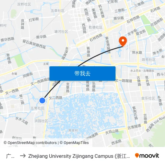 广福寺 to Zhejiang University Zijingang Campus (浙江大学紫金港校区) map