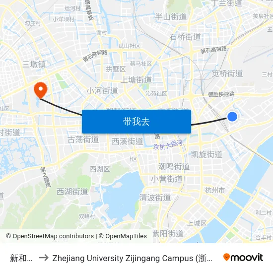 新和嘉苑 to Zhejiang University Zijingang Campus (浙江大学紫金港校区) map