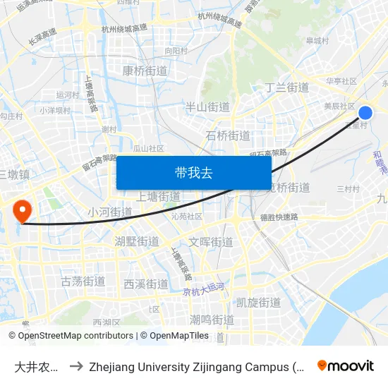 大井农贸市场 to Zhejiang University Zijingang Campus (浙江大学紫金港校区) map