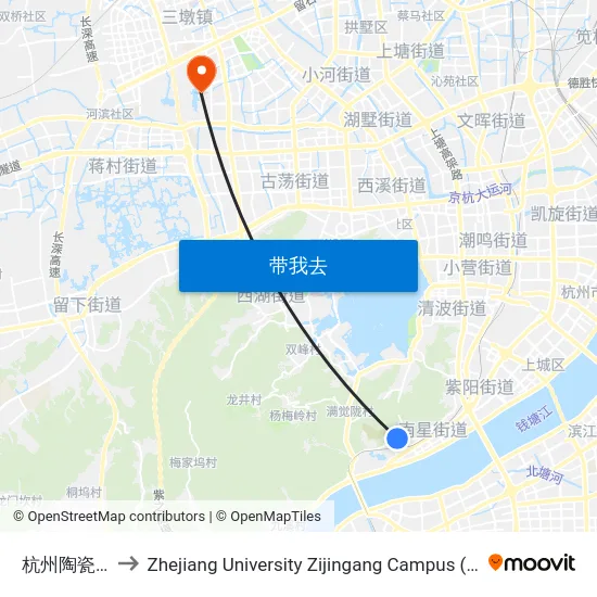 杭州陶瓷品市场 to Zhejiang University Zijingang Campus (浙江大学紫金港校区) map