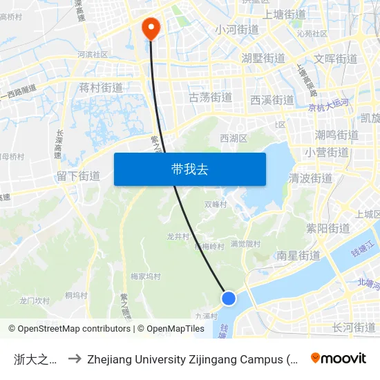 浙大之江校区 to Zhejiang University Zijingang Campus (浙江大学紫金港校区) map
