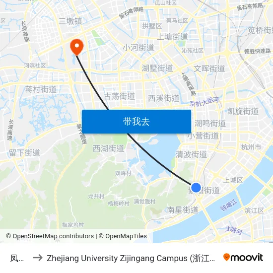 凤山门 to Zhejiang University Zijingang Campus (浙江大学紫金港校区) map