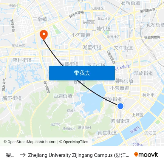 望江门 to Zhejiang University Zijingang Campus (浙江大学紫金港校区) map