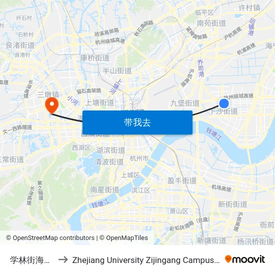 学林街海达南路口 to Zhejiang University Zijingang Campus (浙江大学紫金港校区) map