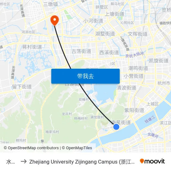 水澄桥 to Zhejiang University Zijingang Campus (浙江大学紫金港校区) map