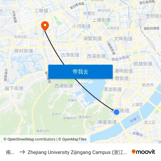 南星桥 to Zhejiang University Zijingang Campus (浙江大学紫金港校区) map