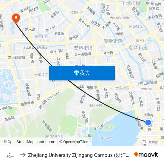 龙翔桥 to Zhejiang University Zijingang Campus (浙江大学紫金港校区) map