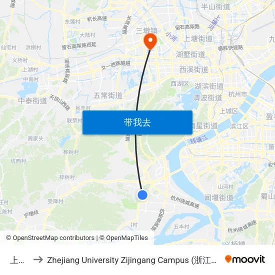 上新桥 to Zhejiang University Zijingang Campus (浙江大学紫金港校区) map