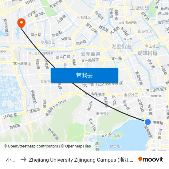 小车桥 to Zhejiang University Zijingang Campus (浙江大学紫金港校区) map