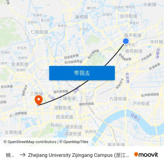 映荷路 to Zhejiang University Zijingang Campus (浙江大学紫金港校区) map