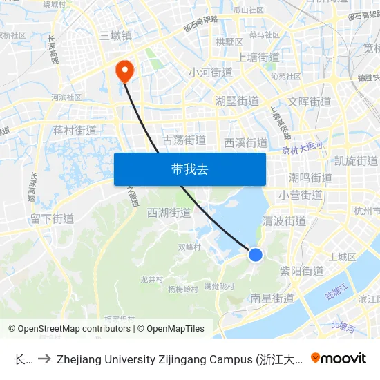 长桥 to Zhejiang University Zijingang Campus (浙江大学紫金港校区) map