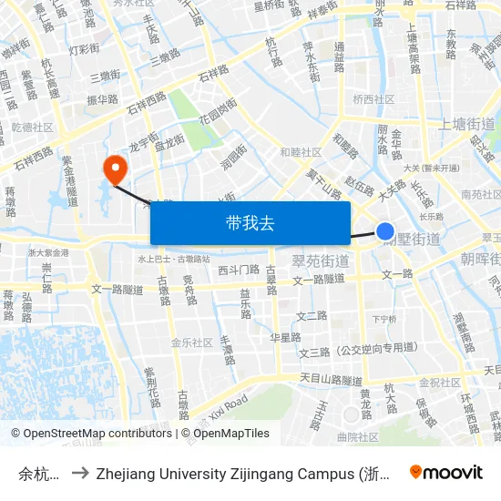 余杭塘上 to Zhejiang University Zijingang Campus (浙江大学紫金港校区) map