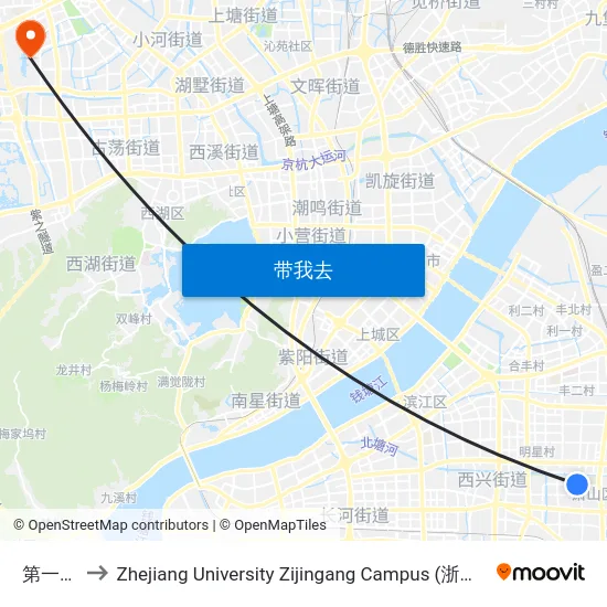第一职高 to Zhejiang University Zijingang Campus (浙江大学紫金港校区) map