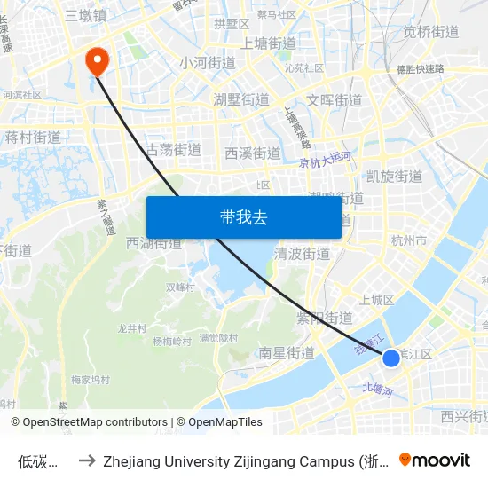 低碳科技馆 to Zhejiang University Zijingang Campus (浙江大学紫金港校区) map