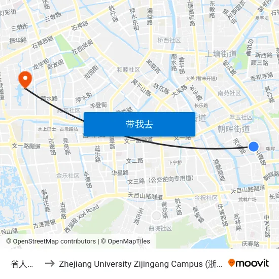 省人民医院 to Zhejiang University Zijingang Campus (浙江大学紫金港校区) map
