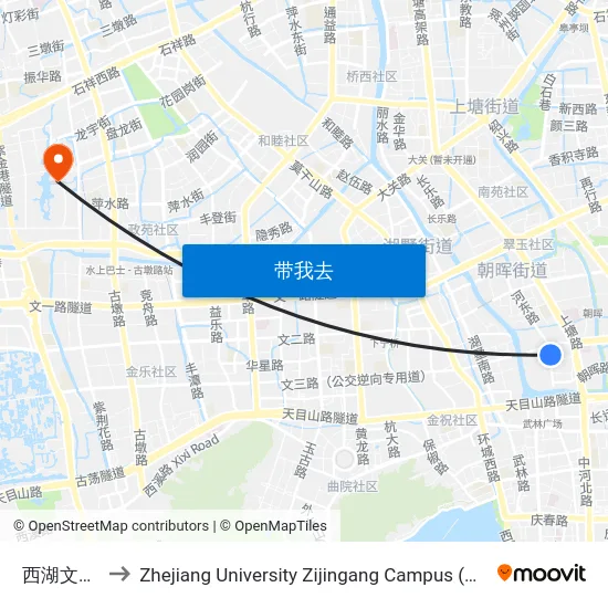 西湖文化广场 to Zhejiang University Zijingang Campus (浙江大学紫金港校区) map