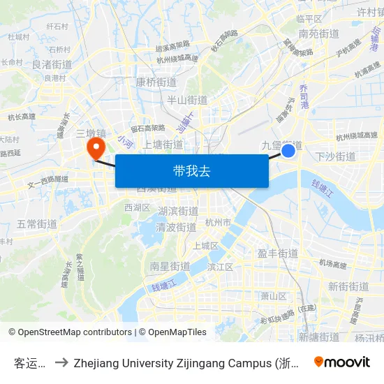 客运中心 to Zhejiang University Zijingang Campus (浙江大学紫金港校区) map