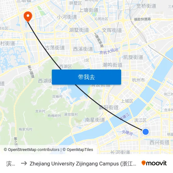 滨和路 to Zhejiang University Zijingang Campus (浙江大学紫金港校区) map