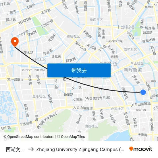西湖文化广场 to Zhejiang University Zijingang Campus (浙江大学紫金港校区) map
