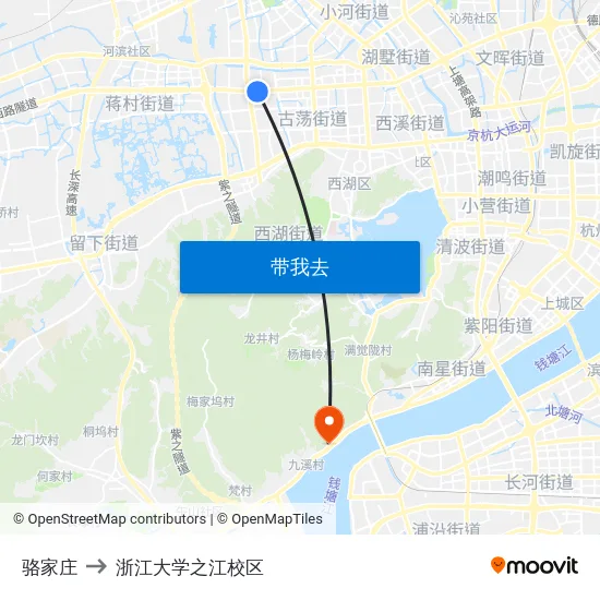 骆家庄 to 浙江大学之江校区 map