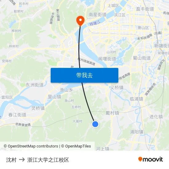 沈村 to 浙江大学之江校区 map