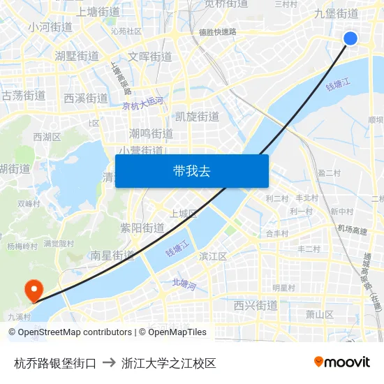 杭乔路银堡街口 to 浙江大学之江校区 map