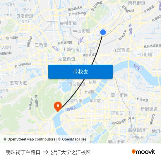 明珠街丁兰路口 to 浙江大学之江校区 map