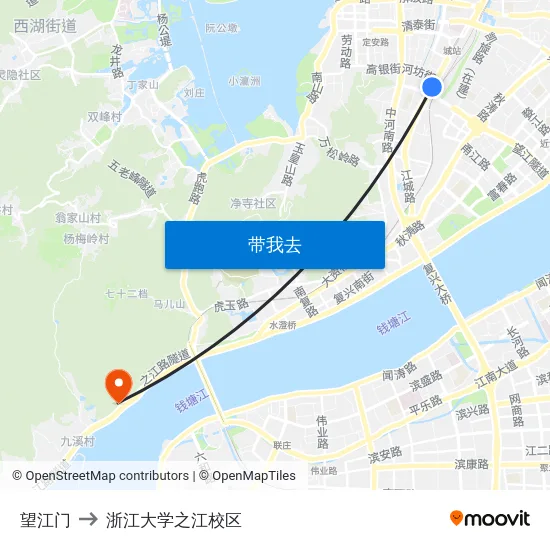 望江门 to 浙江大学之江校区 map