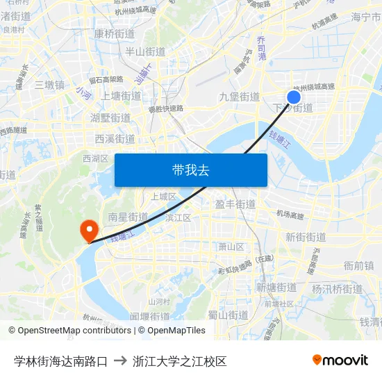学林街海达南路口 to 浙江大学之江校区 map