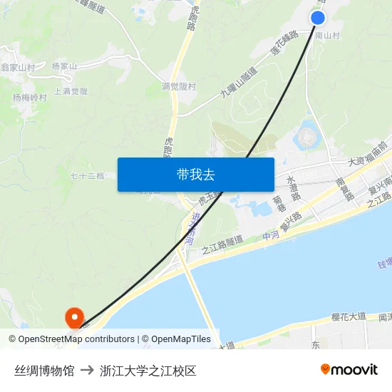 丝绸博物馆 to 浙江大学之江校区 map