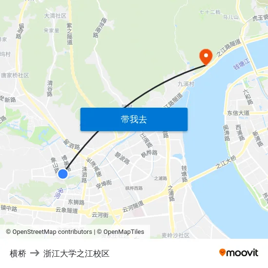 横桥 to 浙江大学之江校区 map