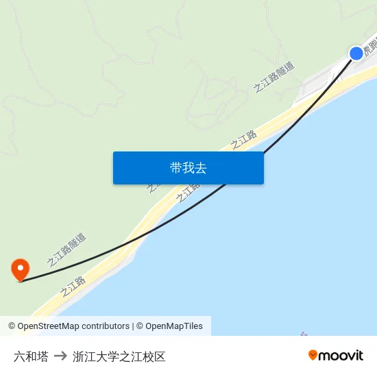 六和塔 to 浙江大学之江校区 map
