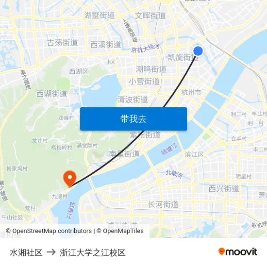 水湘社区 to 浙江大学之江校区 map