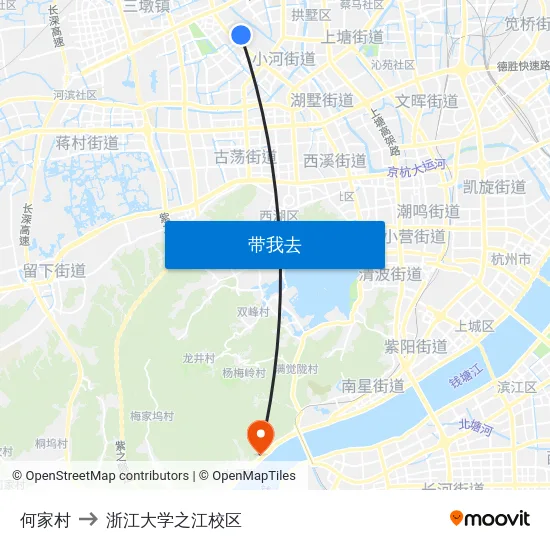 何家村 to 浙江大学之江校区 map