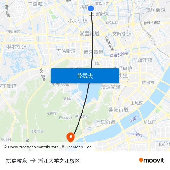 拱宸桥东 to 浙江大学之江校区 map