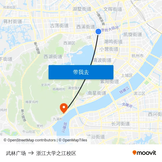 武林广场 to 浙江大学之江校区 map