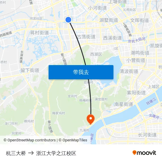 杭三大桥 to 浙江大学之江校区 map