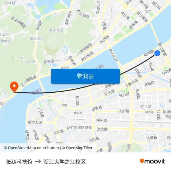 低碳科技馆 to 浙江大学之江校区 map