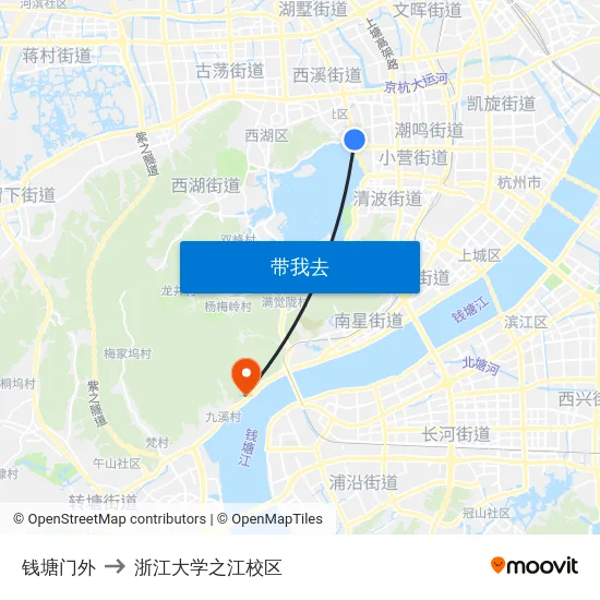 钱塘门外 to 浙江大学之江校区 map