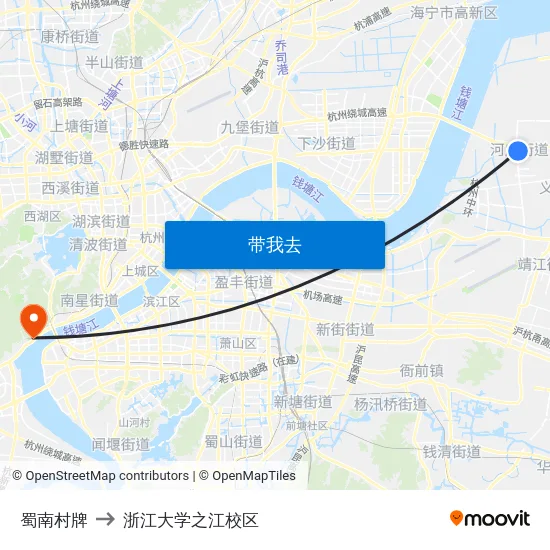 蜀南村牌 to 浙江大学之江校区 map