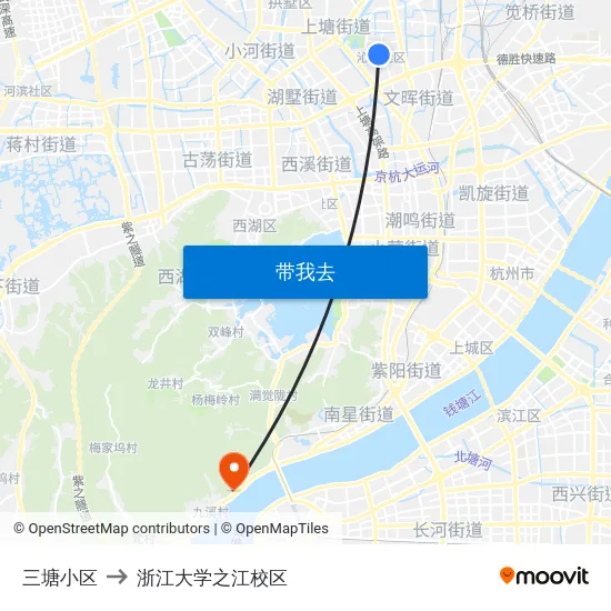 三塘小区 to 浙江大学之江校区 map