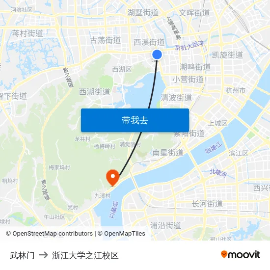 武林门 to 浙江大学之江校区 map
