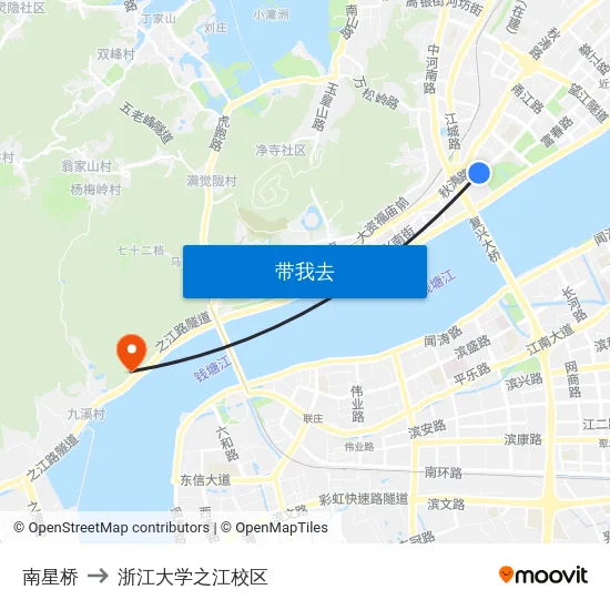 南星桥 to 浙江大学之江校区 map