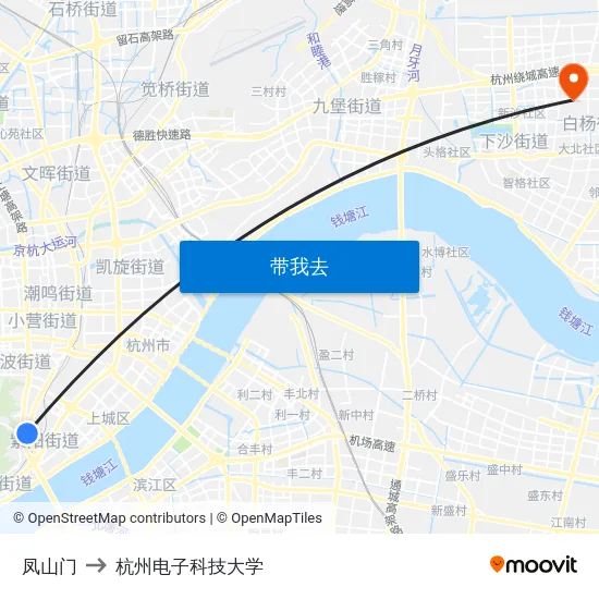 凤山门 to 杭州电子科技大学 map