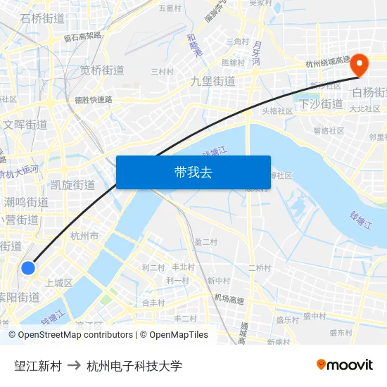 望江新村 to 杭州电子科技大学 map