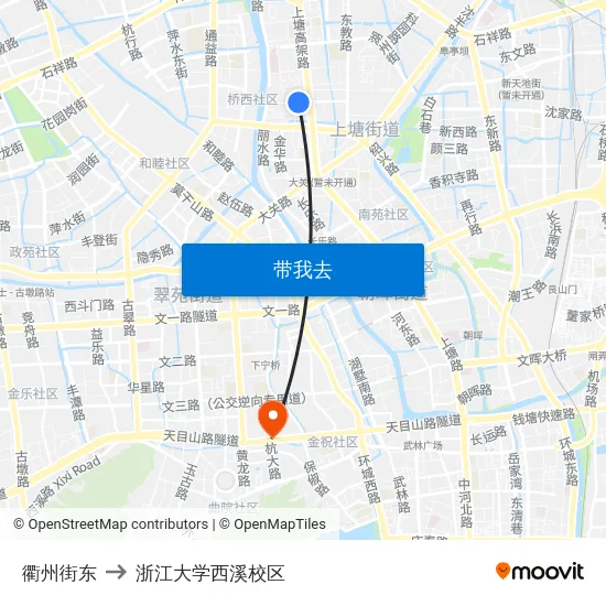 衢州街东 to 浙江大学西溪校区 map