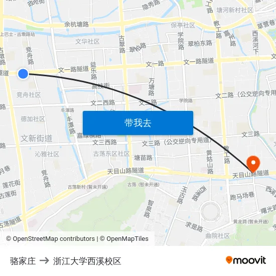 骆家庄 to 浙江大学西溪校区 map