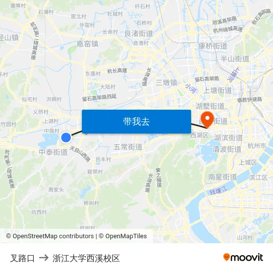 叉路口 to 浙江大学西溪校区 map