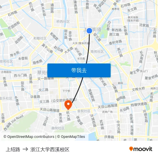 上绍路 to 浙江大学西溪校区 map
